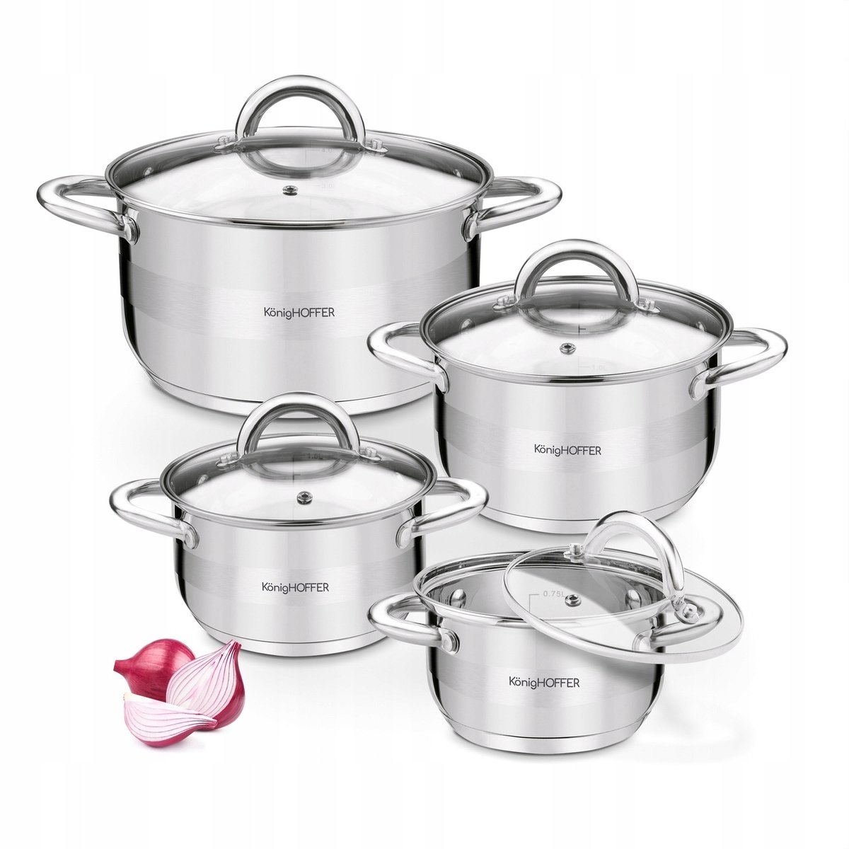 Konighoffer Faro II Inductie Pannenset RVS 8 Delen met Deksel