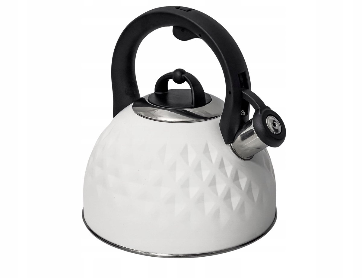 Meyerhoff RVS fluitketel 2,5 liter MH-105 – Inductie fluitketel – Wit – 3D reliëf design