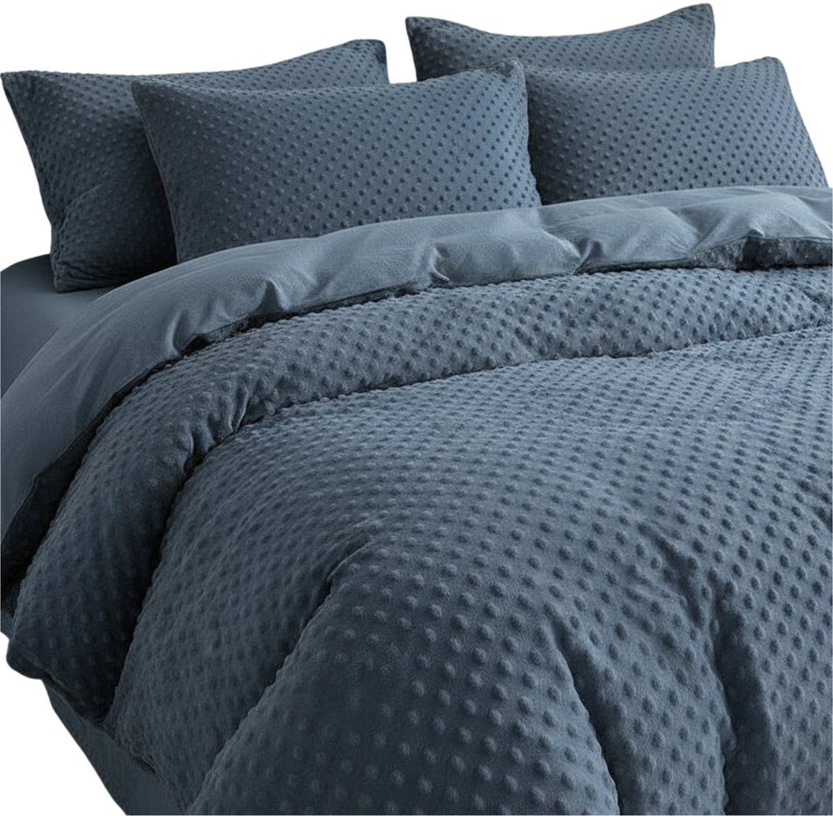 Polar Dekbedovertrek 200x220cm Zacht Pluche Stippen Donkergrijs