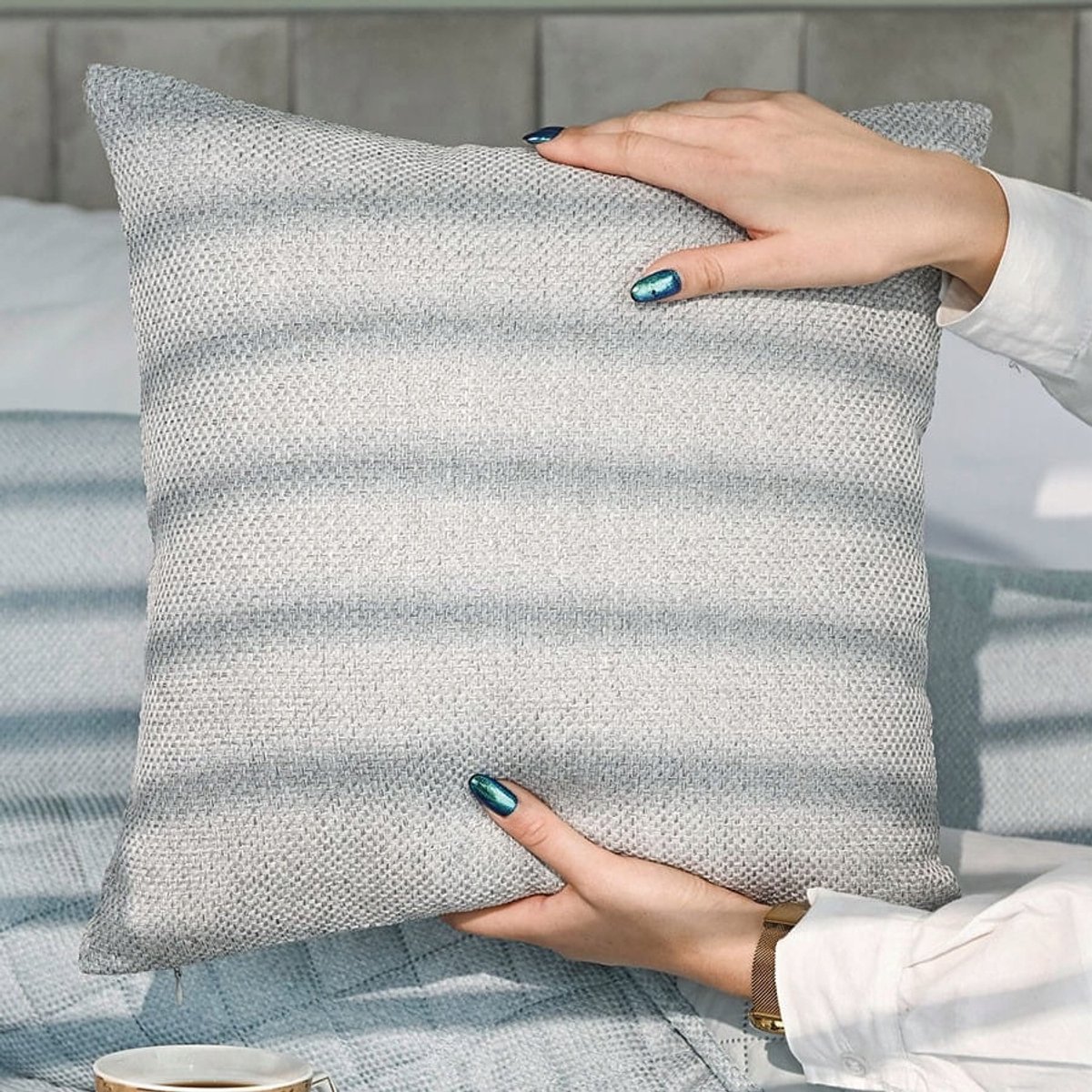 Molly Sierkussenhoes 40x40cm Licht Grijs - 100% polyester
