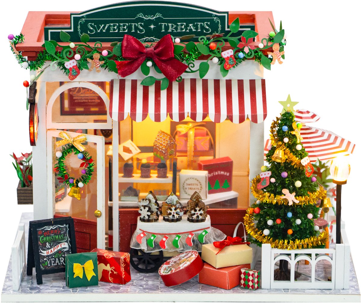 Hongda DIY Miniatuur Huisjes - Modelbouwpakket - Houten Modelbouw - Voor Volwassenen (14+) - Poppenhuis - DIY - Sweets & Treats (PC2319)