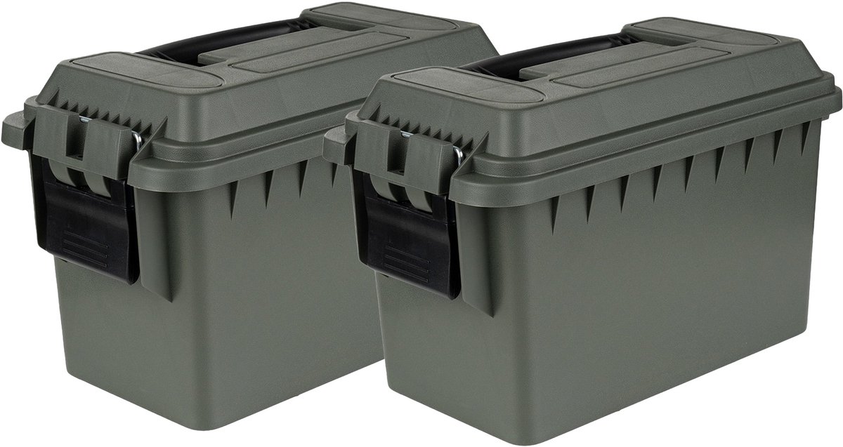 Fosco industries outdoor/tuin opberg box - 2x - waterdicht - groen - 14 liter- 36 x 19 x 22 cm - kunststof