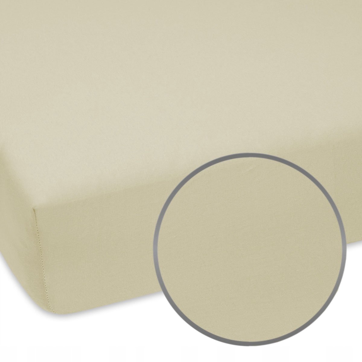 Jersey hoeslaken ecru 80x180 cm met elastiek