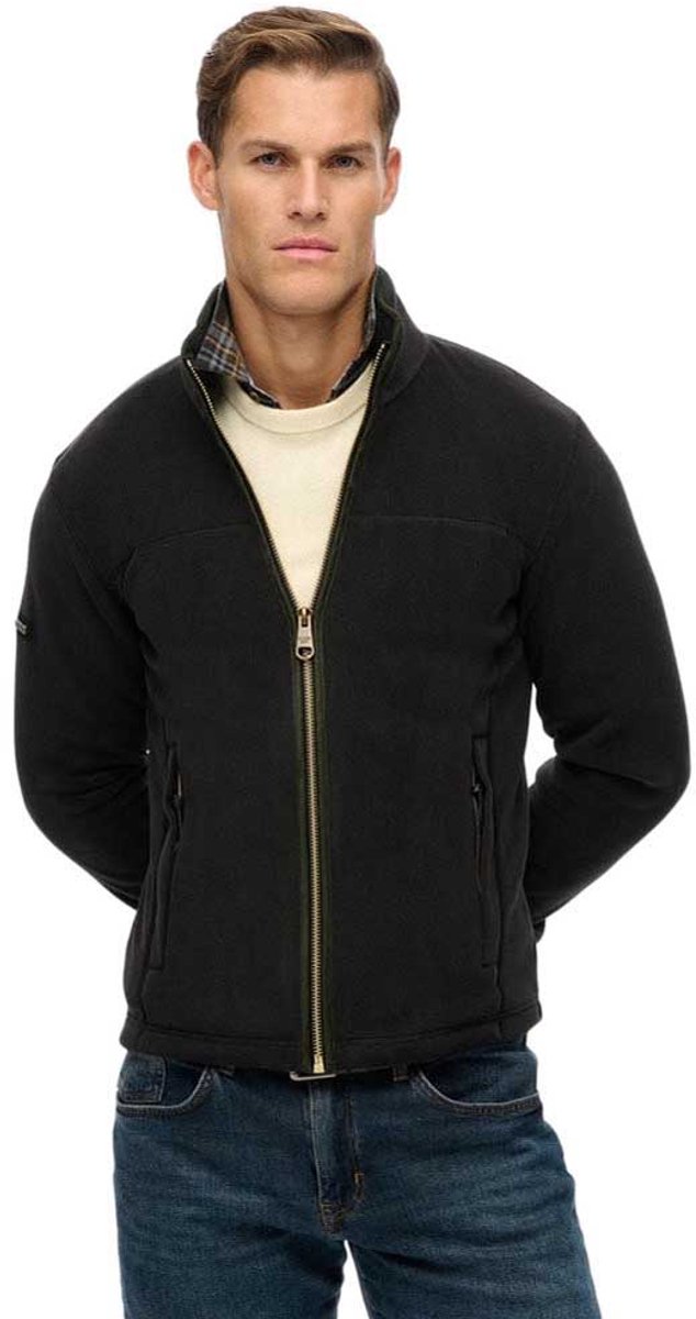 Superdry Estate fleece met volledige rits Heren Truien Zwart