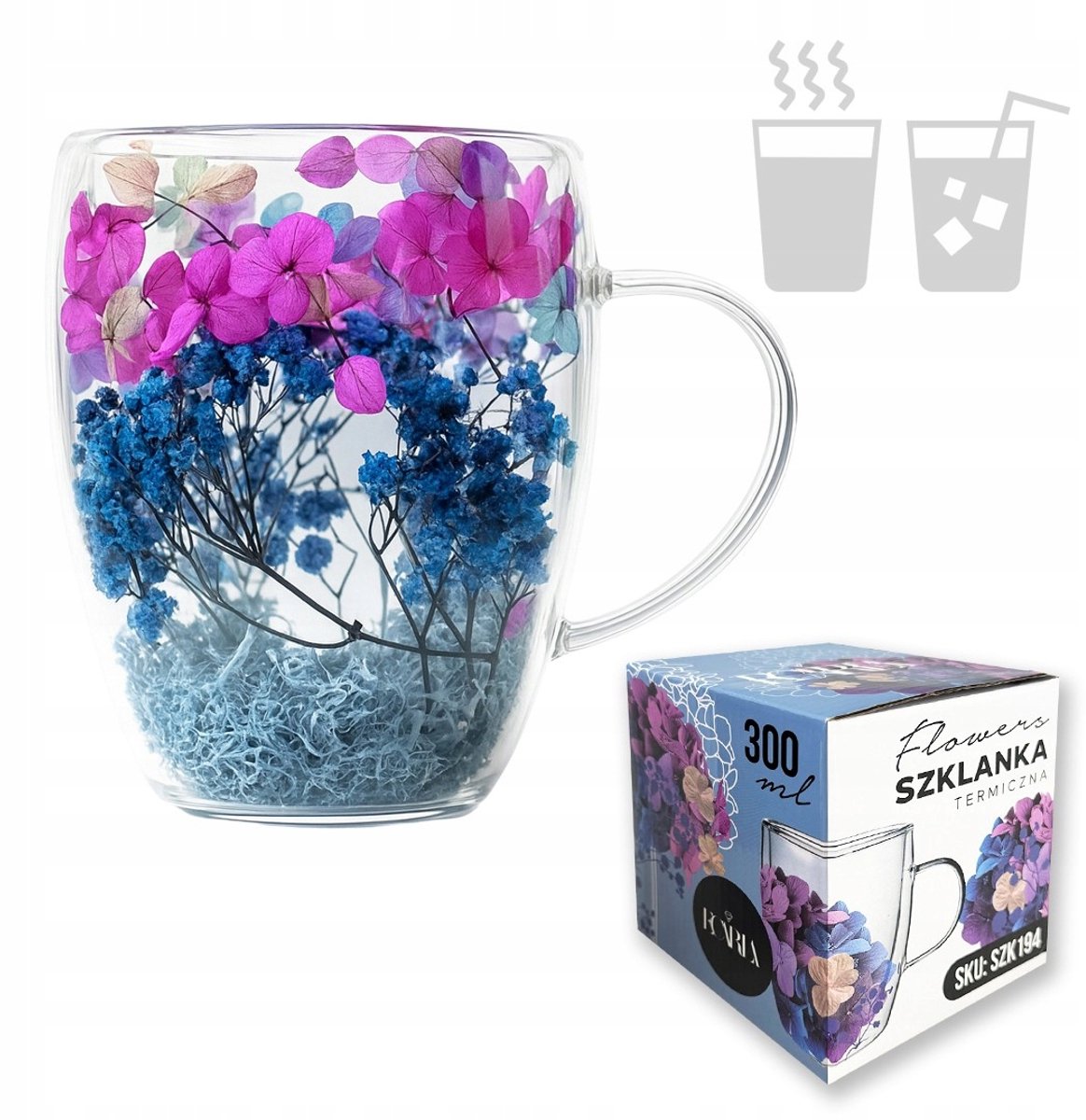 Ecarla Thermoglazen 300ml - Mix Bloemendessin - 1 stuk