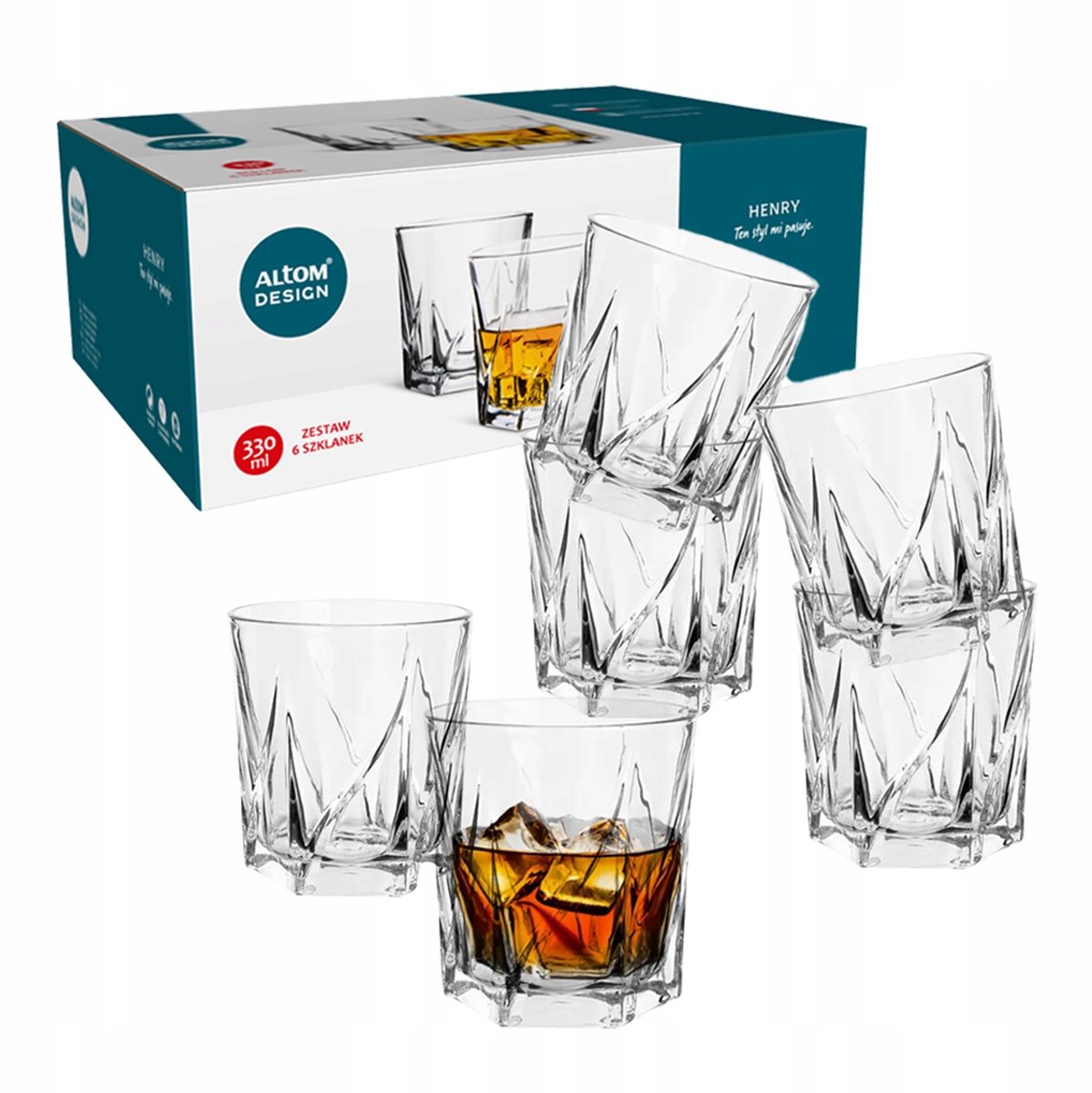 Altom Design Henry Whiskyglas - 6 stuks, 330 ml