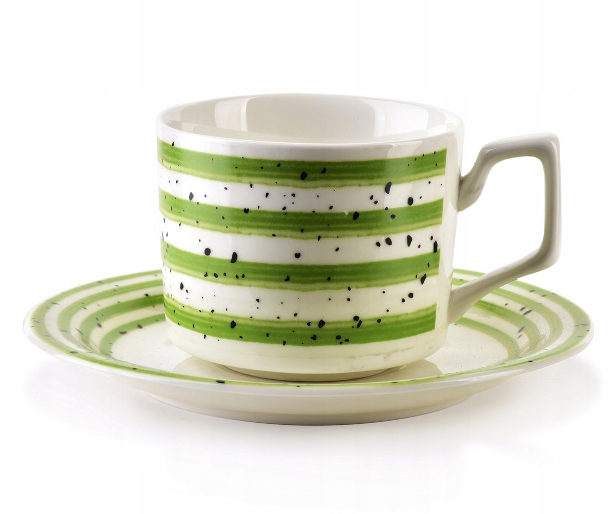 Set van 6 Joy Groene porseleinen kopjes 210 ml - Decoratief
