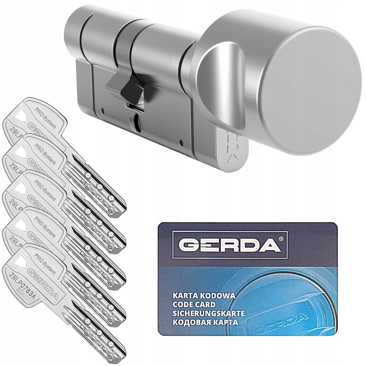 Gerda Pro Systeem Cilinder 30/50mm met Knop - Nikkel Satijn