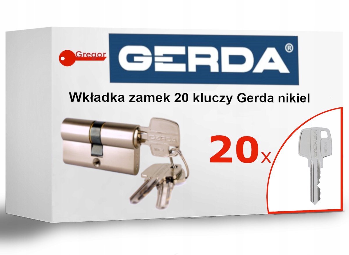 Gerda WKE1 Cilinder 30/40 Nikkel met 20 sleutels