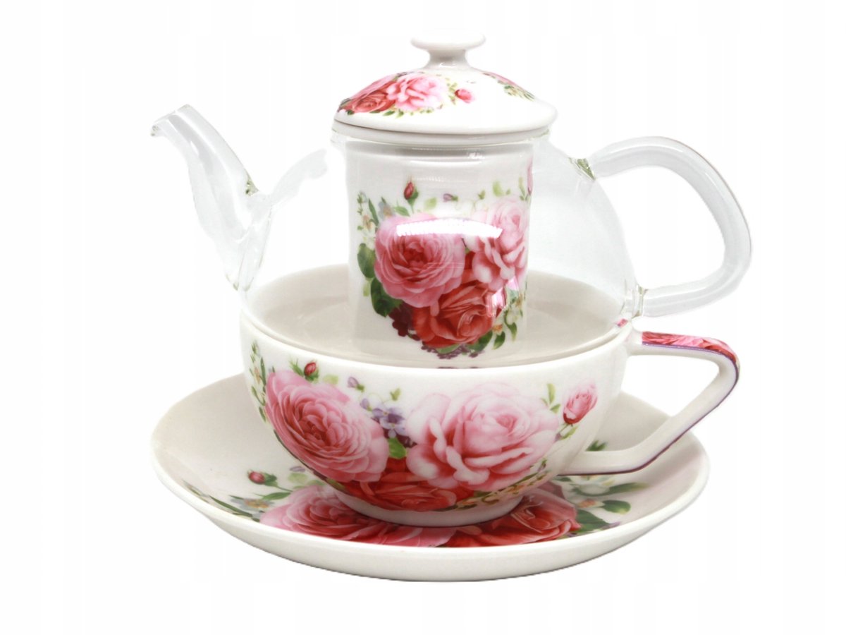 Tea for One Porseleinen Theeset met Bloemendecor - 300ml