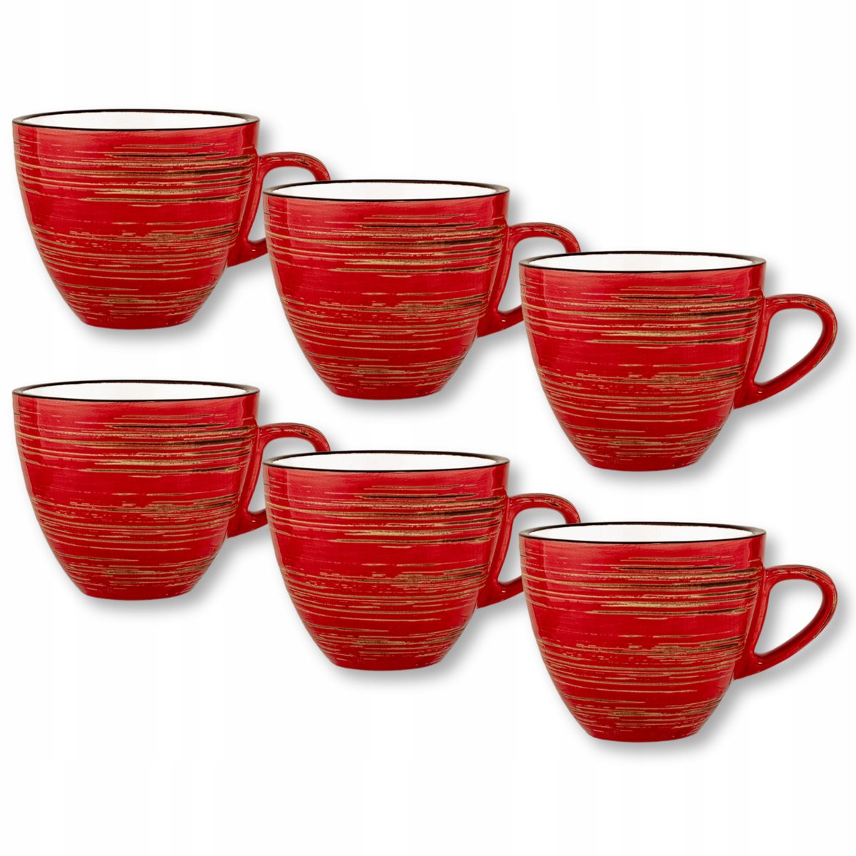 Wilmax Espresso Kopjes 75 ml - Set van 6 - Rood Porselein