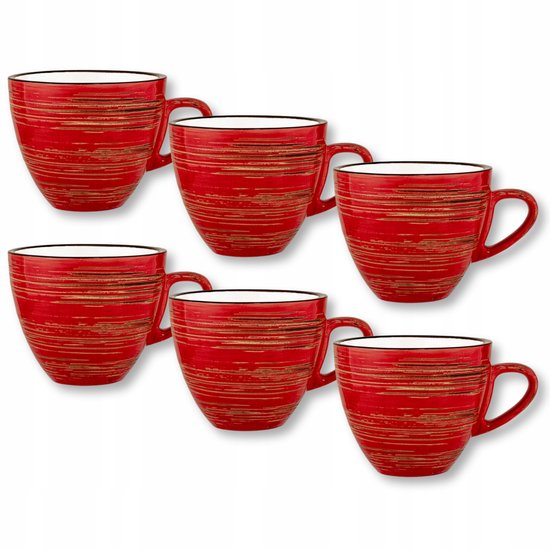 Egan PWM02I/S Set Tazze Caffe, Modello Sweet Love, Porcellana, 80 ml, Rosso, 4 Pezzi, 2 unità