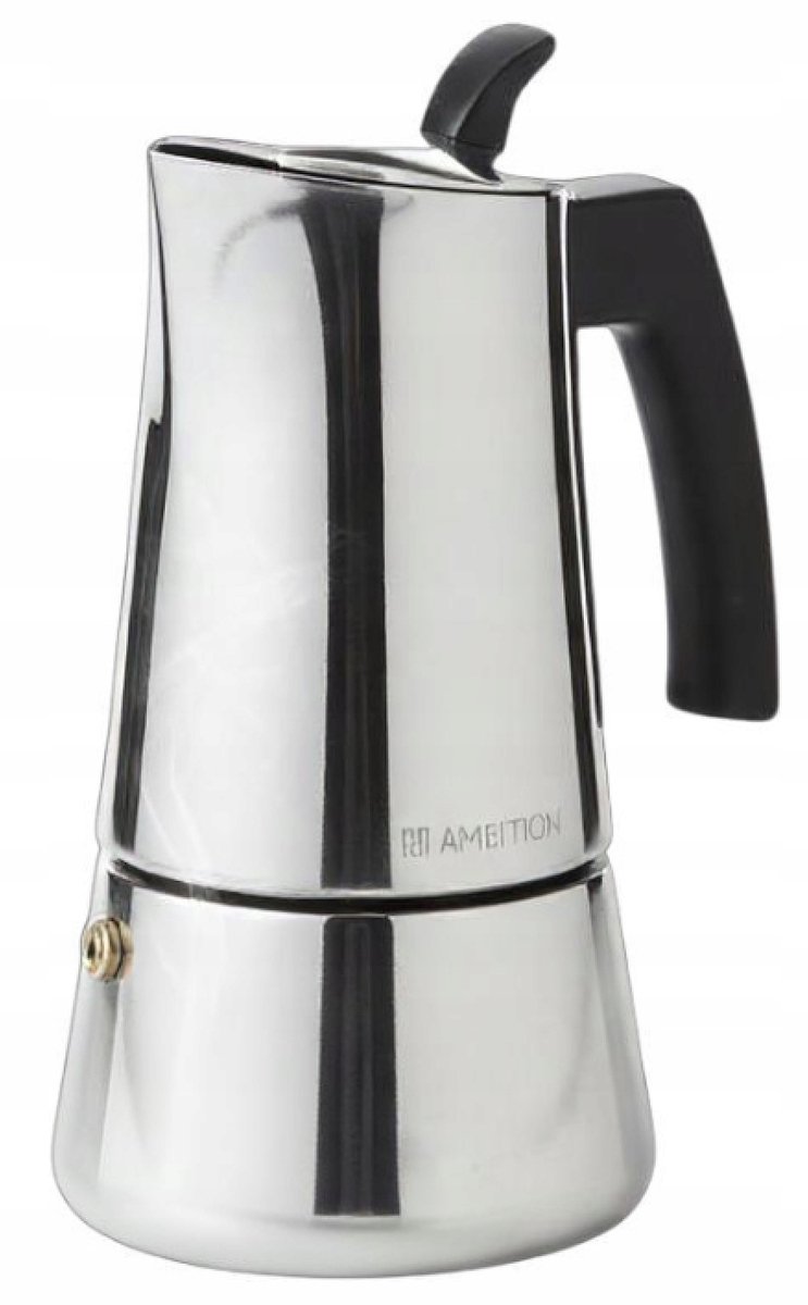 Ambition Steel Koffiezetter - 200ml, 4 Espresso Kopjes, Geschikt voor Inductie