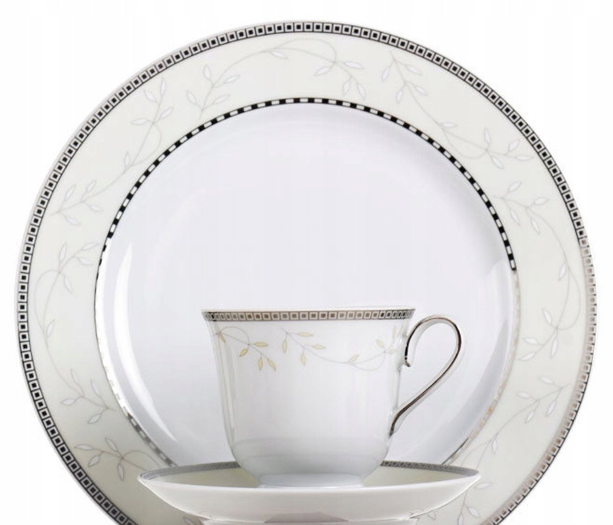 3-delige Mokkenservies met Platina Decoratie - Merkloos