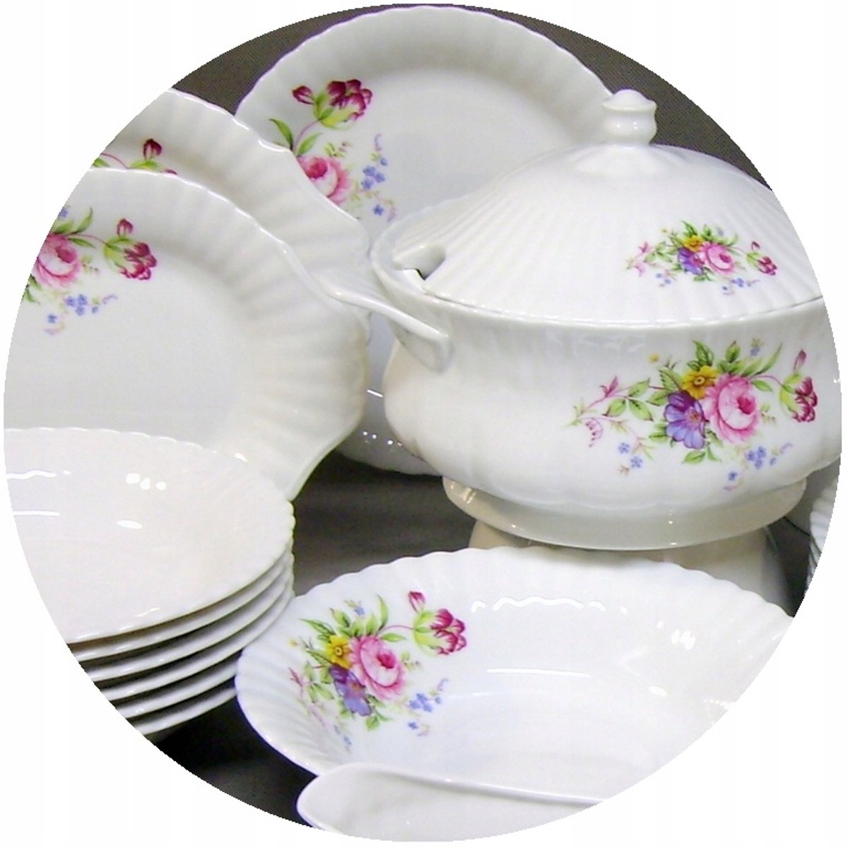 Servies 45-delig, 12 personen, Iwona, Decoratie 960, Wit Porselein