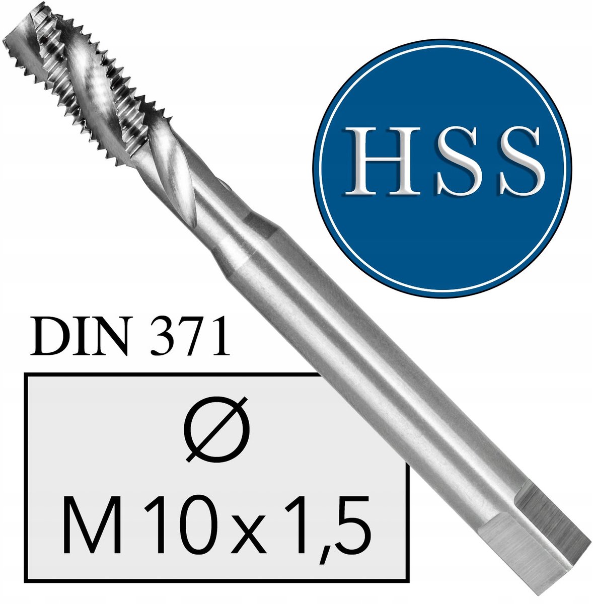 M10 HSS Machinetap DIN 371, spiraal, rechtse schroefdraad