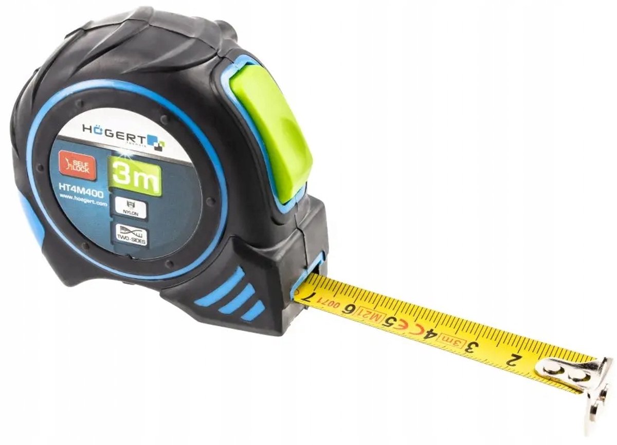 HOGERT Rolbandmaat 3m 16mm Nylon met Magneet & Autostop