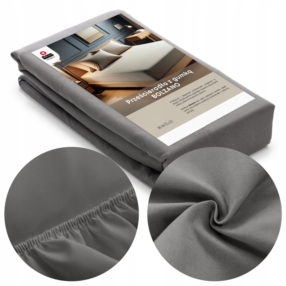 Bolzano Hoeslaken Katoen Satin 80x160 cm - Grijs