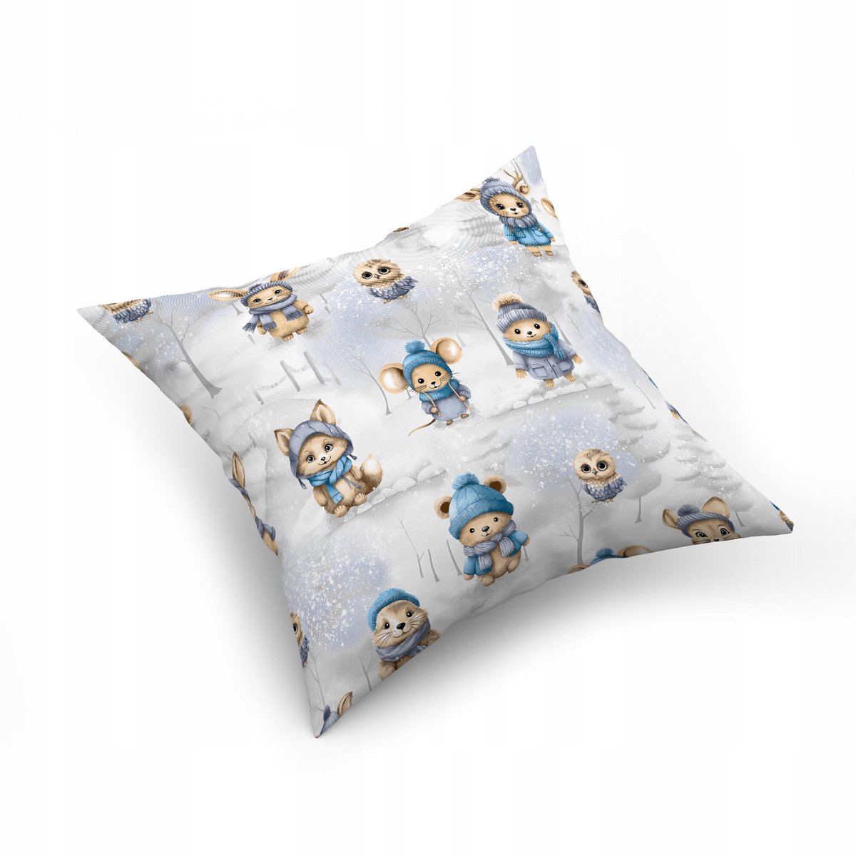 Decoratieve Kussensloop 40x40cm - Winterse Dieren, 100% Katoen