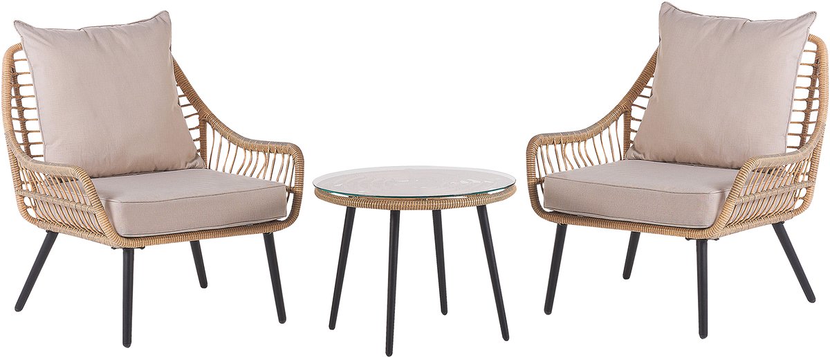 Bol.com BELIANI LAURETO - Bistroset voor 2 - Natuurlijk - PE rotan aanbieding