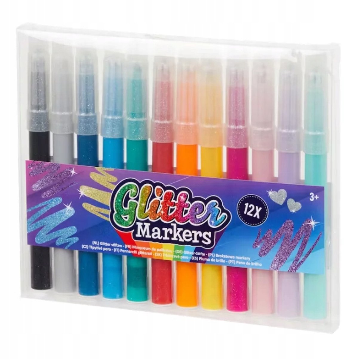 Glitter Markers Set - 12 Stuks Kleurrijke Viltstiften