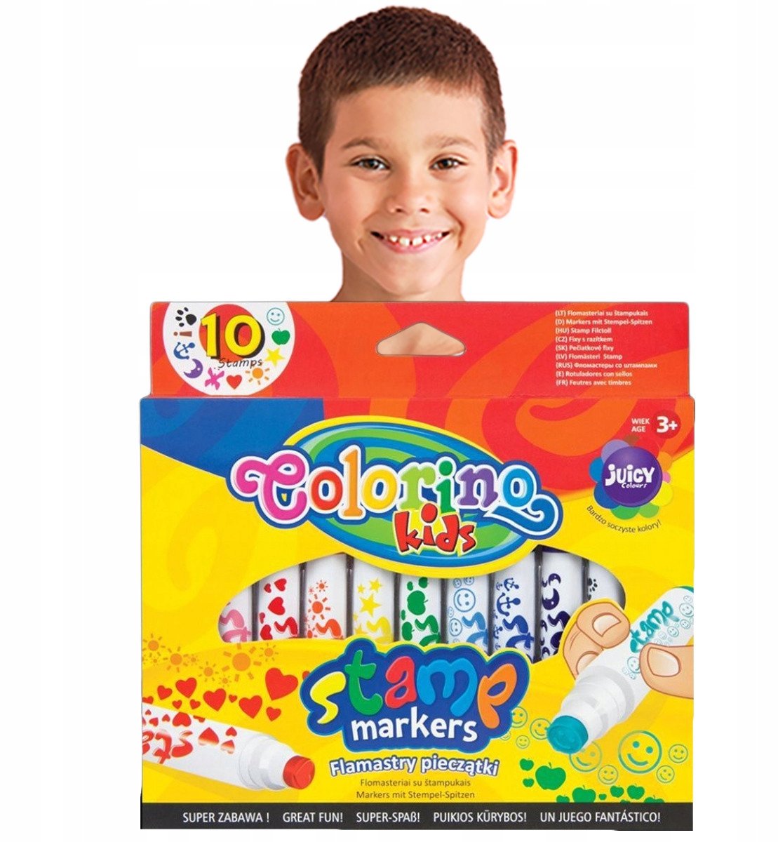 Colorino Flamaster Set met stempels - 10 levendige kleuren