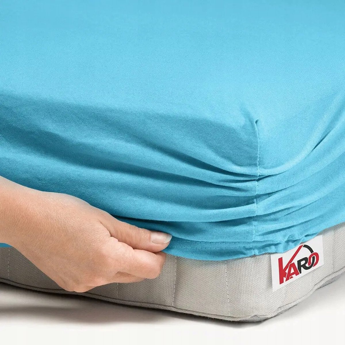 Jersey Hoeslaken met Elastiek - Turquoise Katoen, Zacht & Strijk-vrij