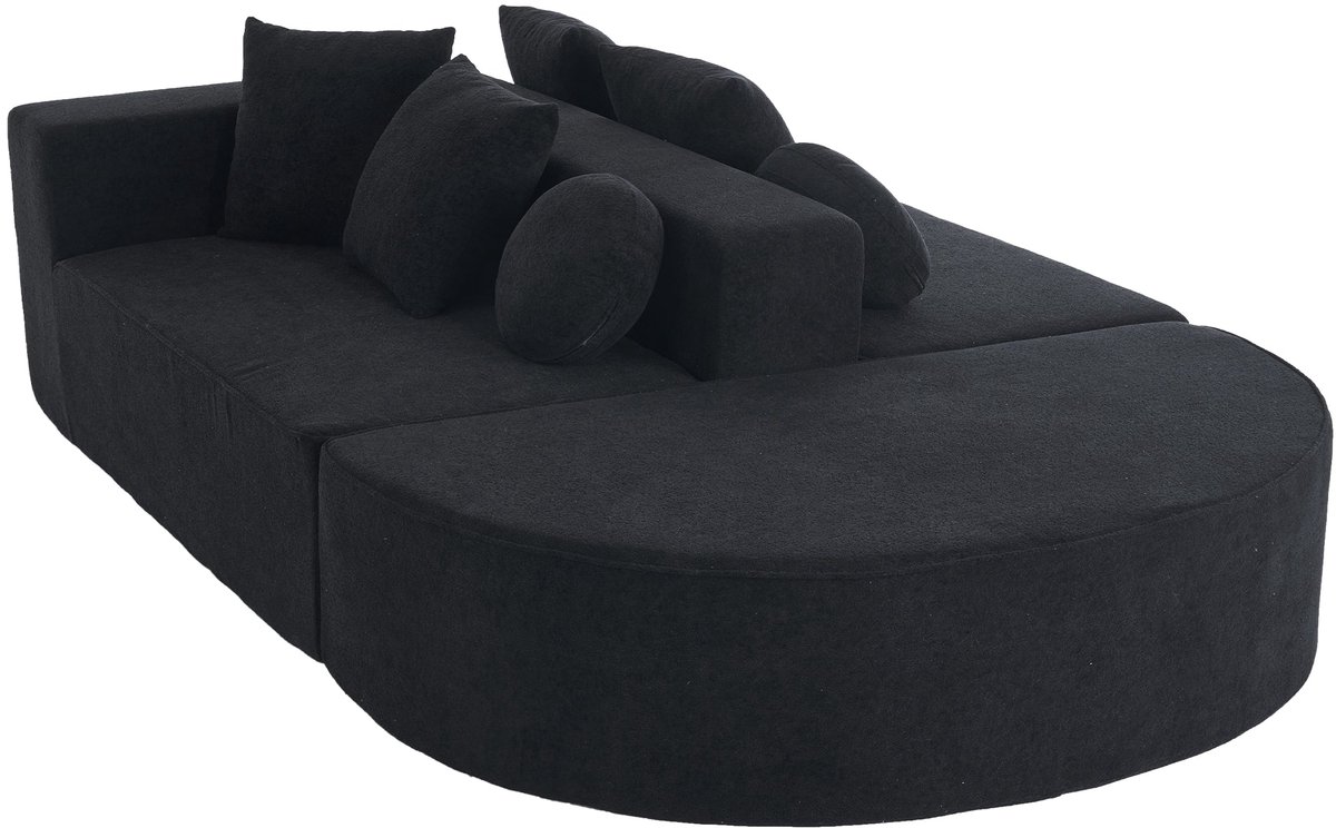 Merax Wolkenbank - Modulaire 5-Zits Loungebank Van Chenille - Volledig Schuim - Zwart - Zonder Montage - Ook Als Slaapbank
