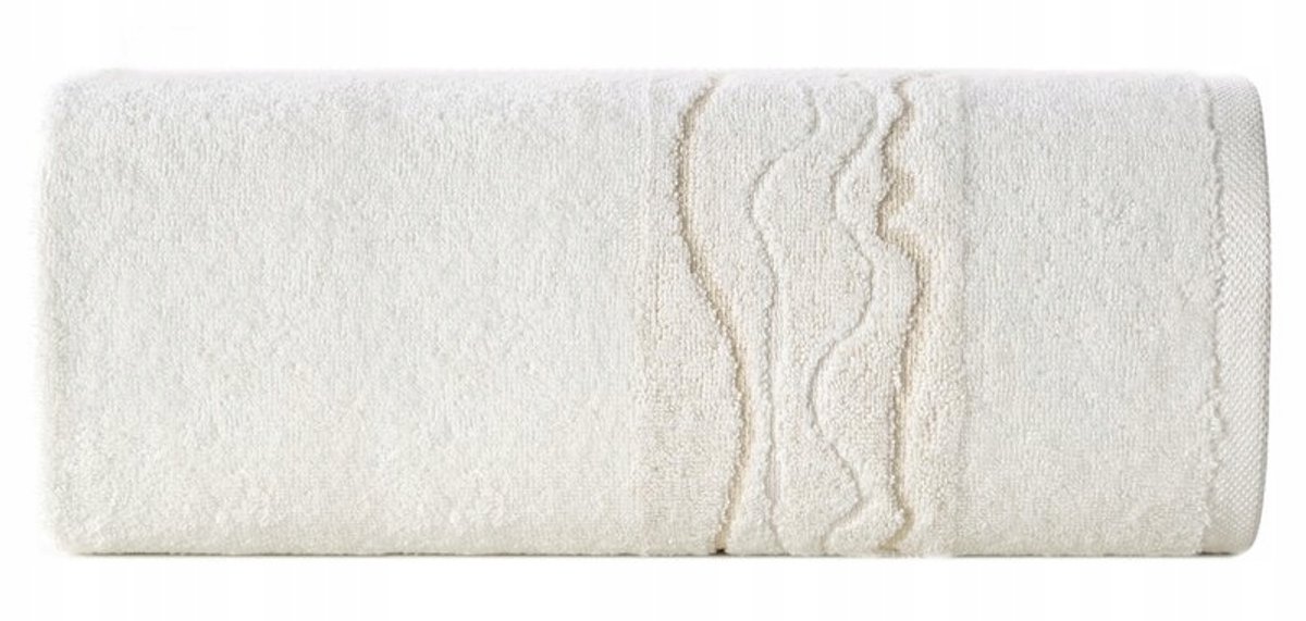 Karin Handdoek 50x90cm Katoen - Zacht, Absorberend, Crème met Gouden Rand
