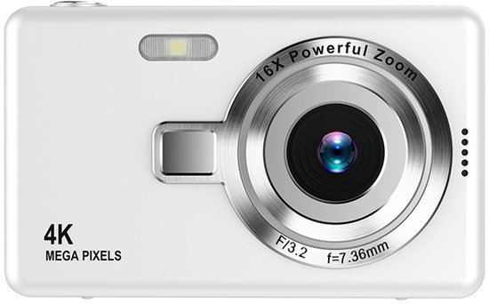 Foto: 4k ultra hd ccd digitale camera mini compacte point and shoot voor beginnende studenten thuisfotografie gebruiksvriendelijk draagbare reiscamera wit 