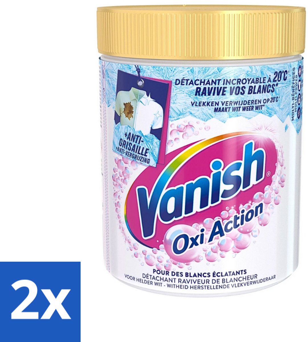 2 x Vanish - Vlekverwijderaar - Oxi Action Whitening Booster - Voor Witte Was - Poeder - 940 g - Vlekkenverwijderaar - Gekleurde Was - Wasbooster - Vlekken Verwijderen - Wasmiddel
