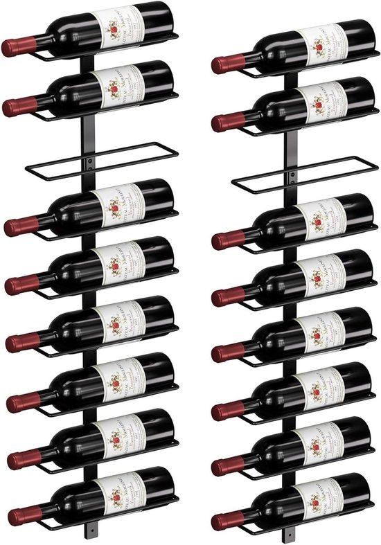 Wandmontage Wijnrek Voor 12 Wijnflessen - Houten Wijnhouder Voor Muur In Keuken Eetkamer Bar Wine Rack
