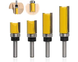 Allecto plus - 4-delige houtbewerking frezenset, 8 mm schacht, kogellagers, groeffrees, freeskop, freesbits - houtbewerkingstools met 8 mm schacht