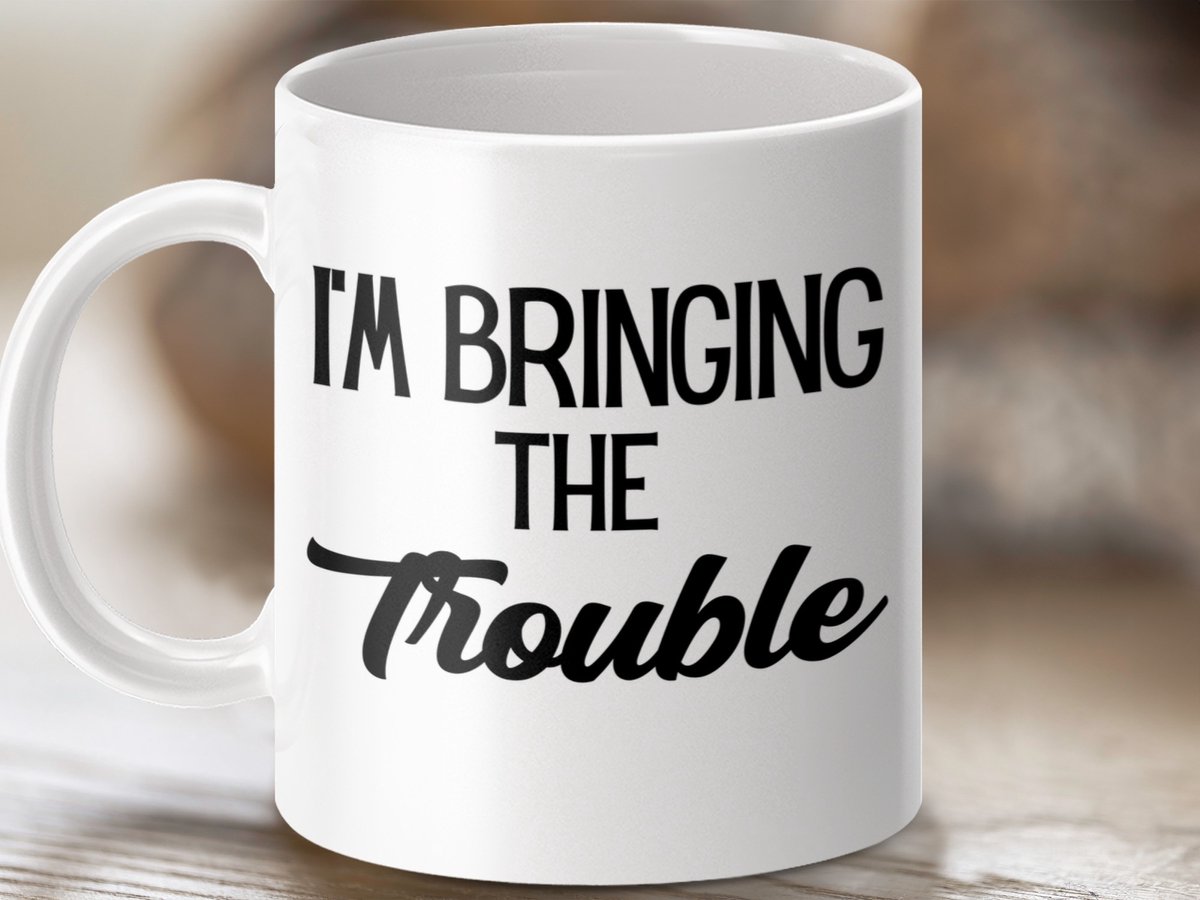 Mok Ik breng de problemen, grappige spreuk mok, cadeau voor grapjassen, sarcastische mok, koffie mok, thee mok, humor mok, cadeau idee