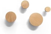 PromoHome Ronde Wandhaken Set - Houten Muurhaak Decoratie (4-delig)