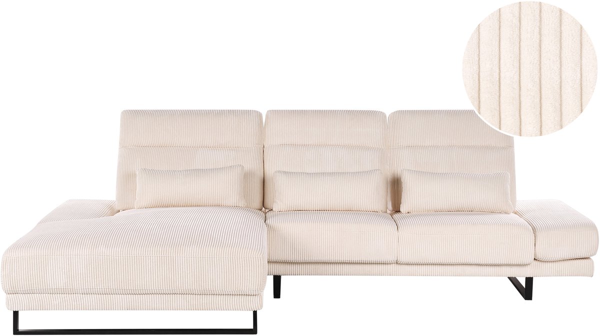 Beliani IKAST - Hoekbank - Beige - Rechtszijdig - Corduroy