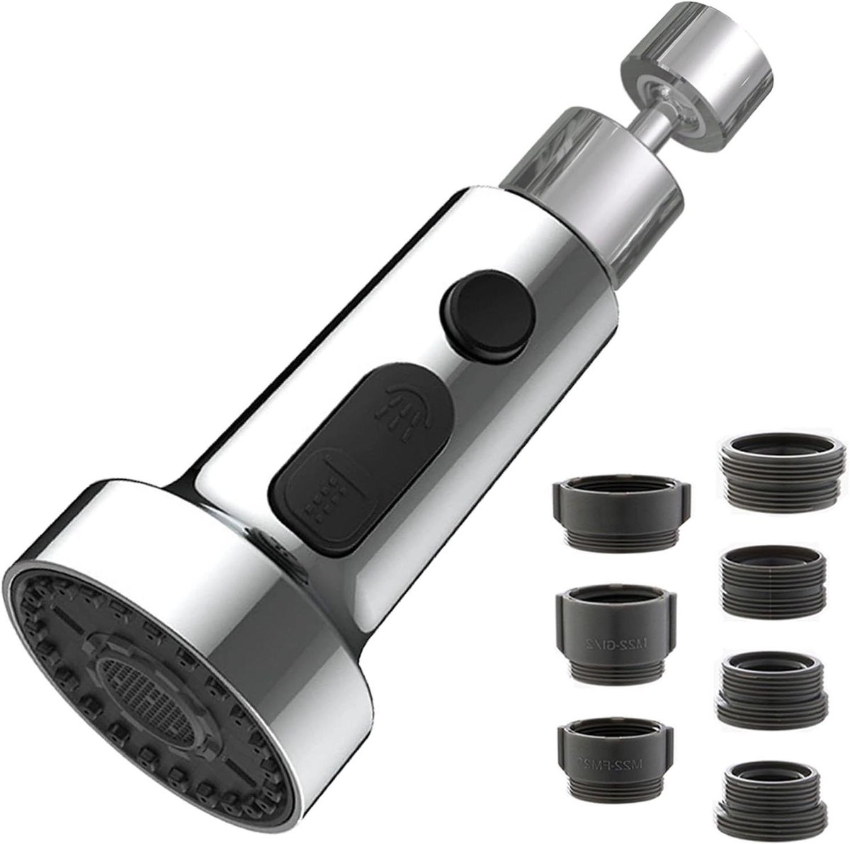 Allecto Plus - Kraanstraalregelaar voor Keuken en Badkamer, 360° Draaibaar, Verlenging en Spuitfilter - Met Kraanadapter.