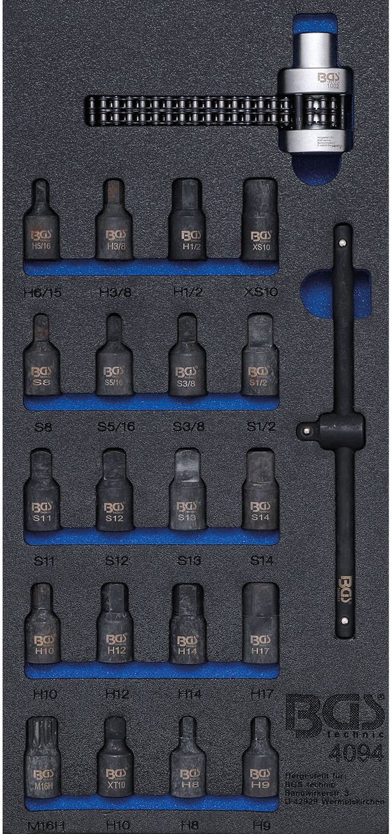 BGS Carterplug-/oliefiltersleutel set 22 delig