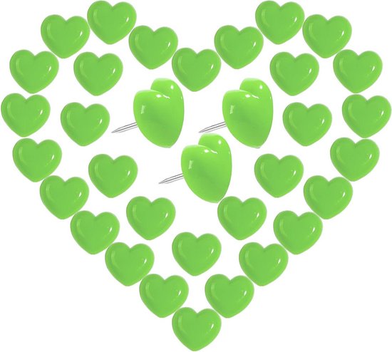 Allecto plus - Punaises vert clair Design cœur - 150 pièces - Punaises décoratives pour photos et dessins - Pointe en acier - Décoration murale