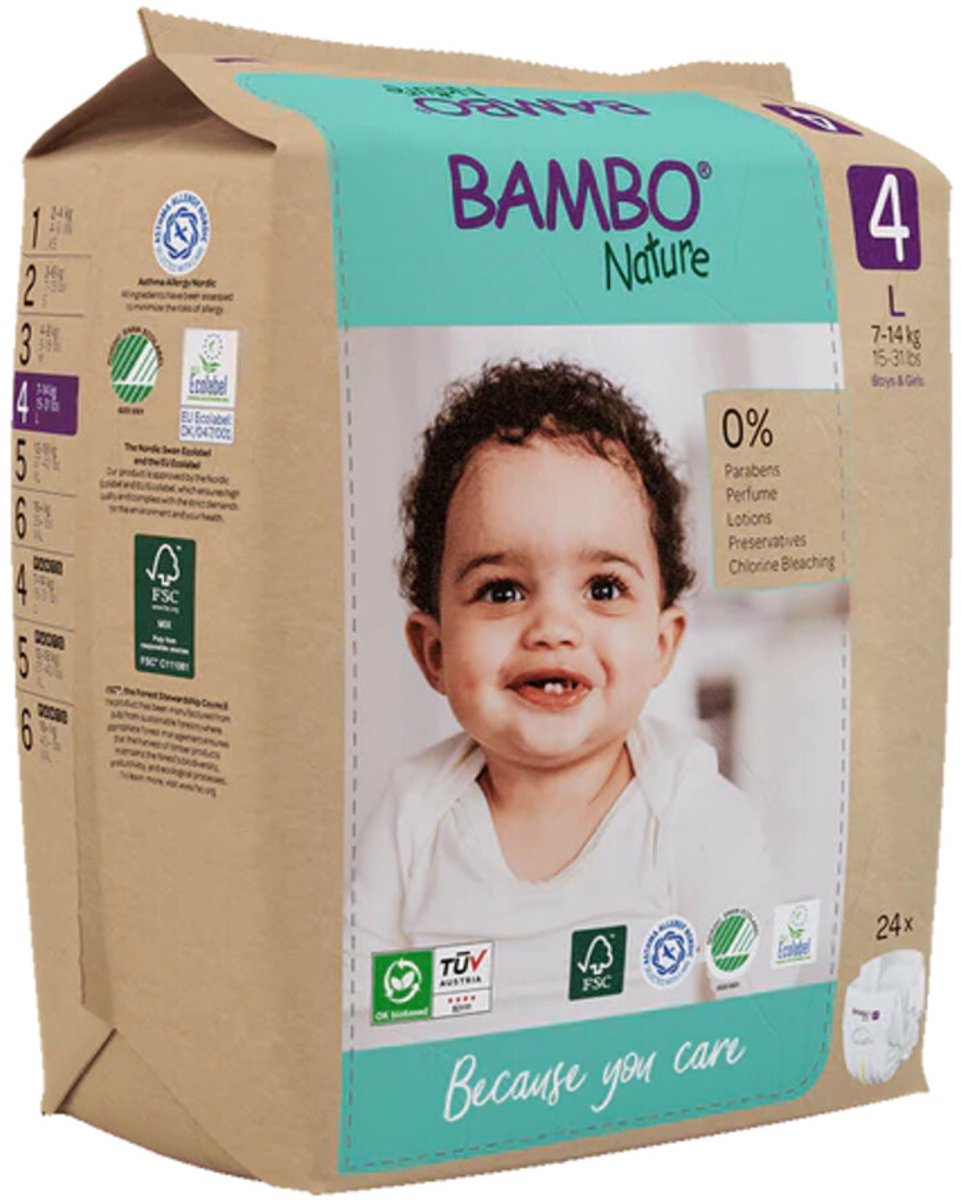 Bambo Nature - Luiers Maat 4 (7-14 kg) - 2 x 24 stuks - Voordeelverpakking