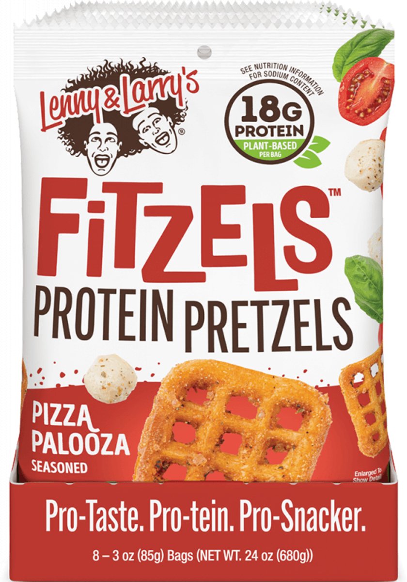 Lenny & Larry's Fitzels Protein Pretzels (8x85g) Pizza Palooza - Functionele voeding - Eiwit Snacks