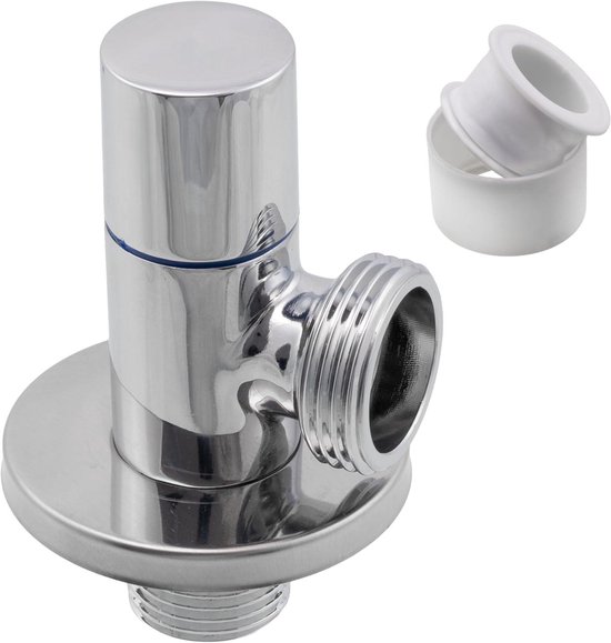 AERZETIX - C74967 - hoekafsluitventiel 1/2x1/2 met rozet en PTFE- afdichting - messing - zwart oppervlak - aansluiting drinkwaterkraan sanitair wastafel badkamer keuken