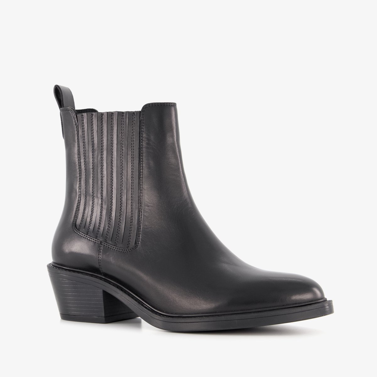 Harper leren dames Chelsea boots met hak zwart - Maat 39