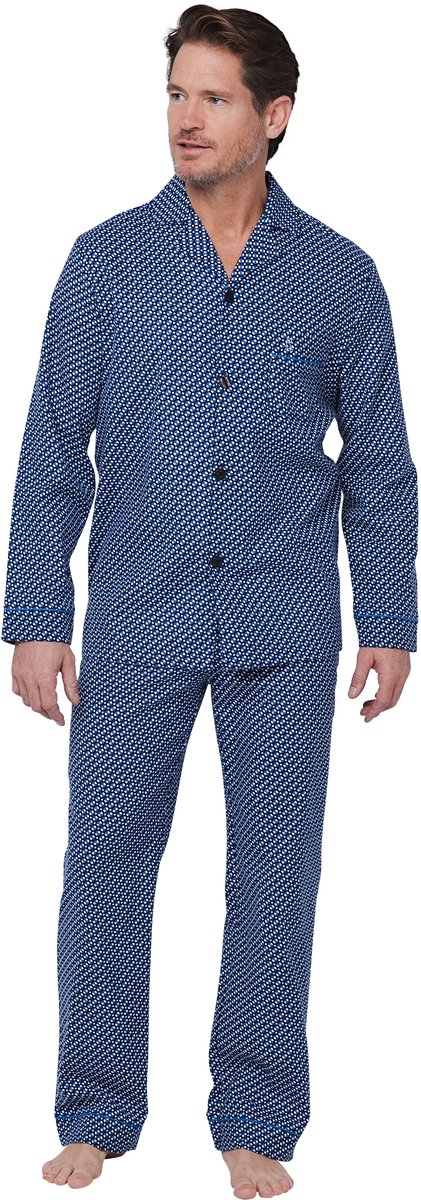 Robson Pyjama - Katoen - Flanel - Doorknoop - Blauw - Maat 56