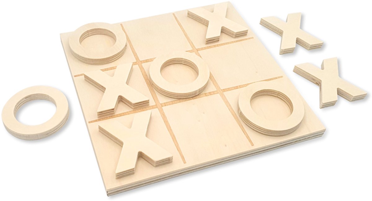 Boter Kaas en Eieren - Spel - Hobby/DIY Onbehandeld FSC Hout - 15,5x15,5cm