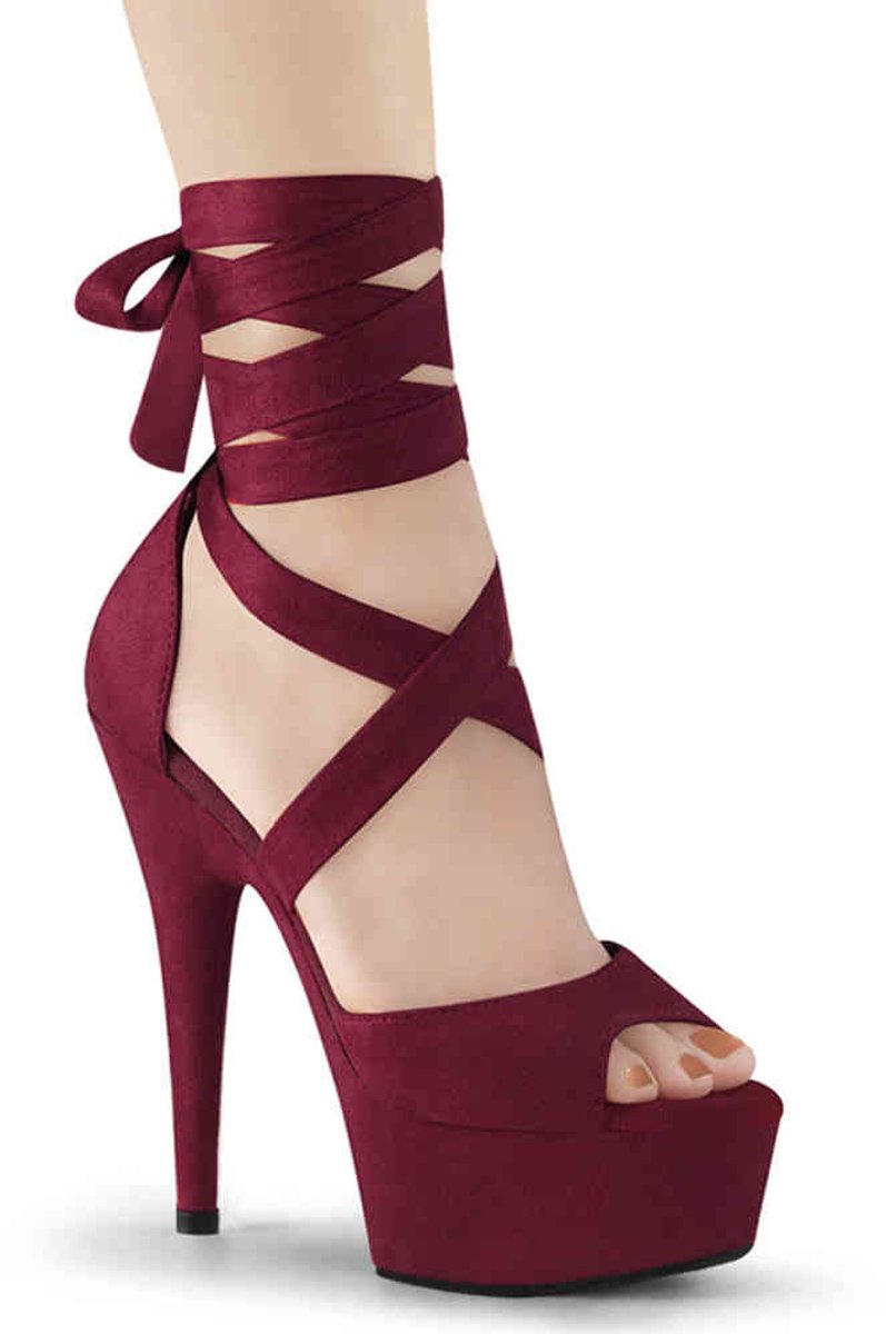 Pleaser DELIGHT-679 Sandaal met enkelband 45 Shoes Bordeaux rood
