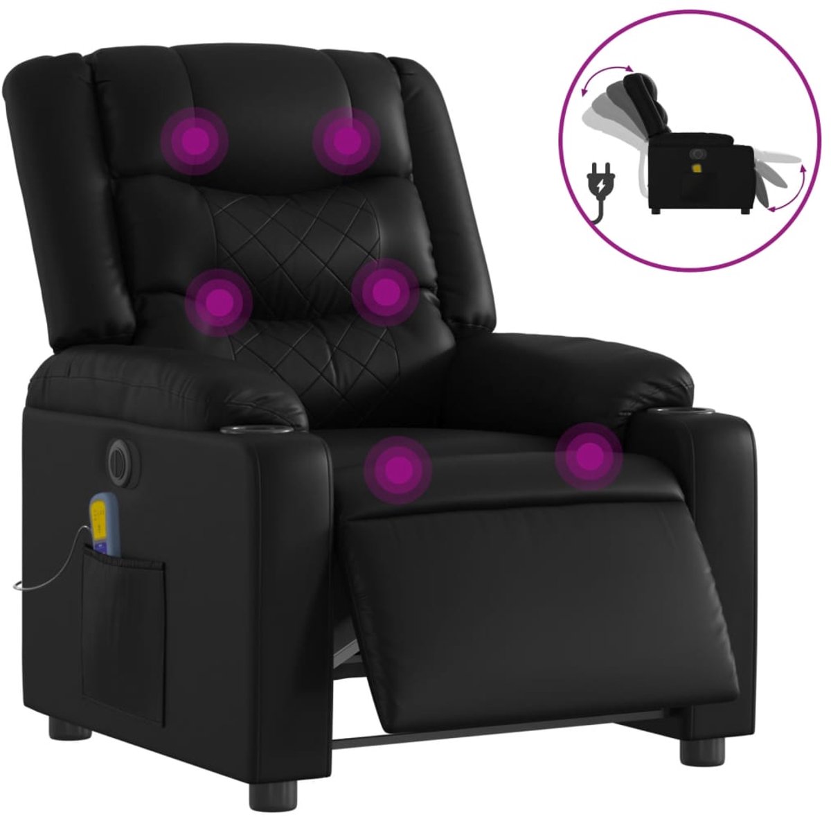 vidaXL Massagestoel - verstelbaar - elektrisch - kunstleer - zwart