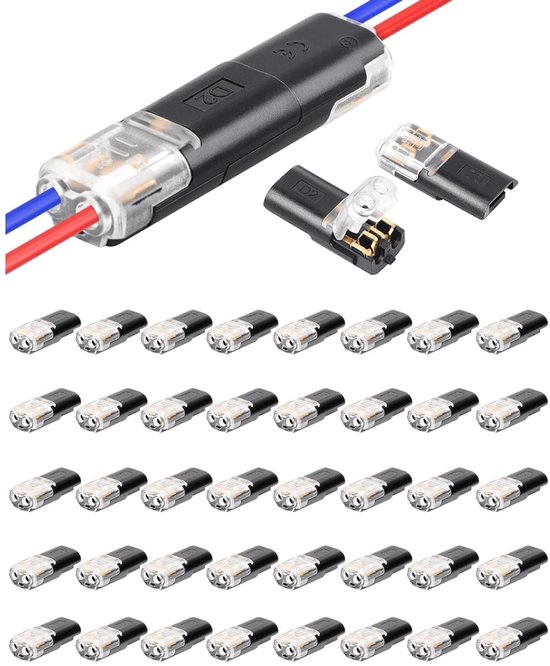 Connecteurs de câble auto bipolaires étanches Tovbmup - 40 pièces - 2 V - Connecteur 2 broches - Connexion rapide - 12 V - Convient pour sertissage de câble 18-22 AWG - Connecteur de câble - Connexion de prise auto avec câble enfichable