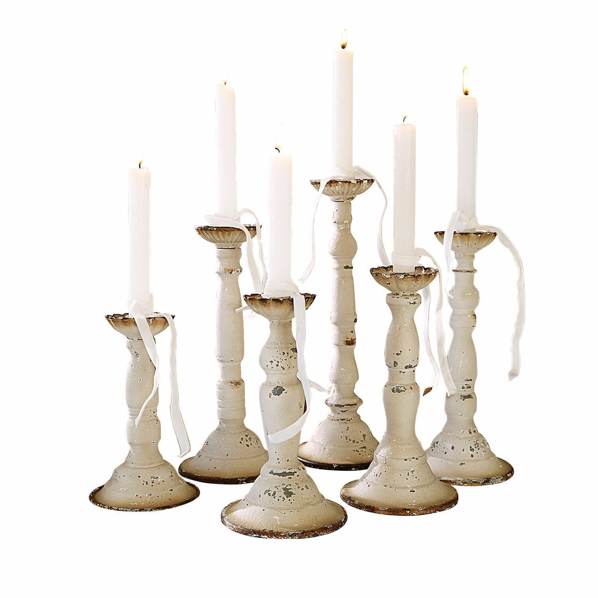 Loberon Kandelaar set van 6 Rivondelle antiekwit