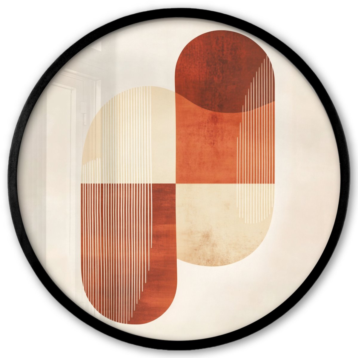 FrameYourWall Poster in lijst Rond - Fotolijst 40x40 cm - Posters - Bogen - Beige - Vormen - Ronde posterlijst zwart - Decoratie - Wanddecoratie woonkamer - Muurdecoratie slaapkamer Vormen – Modern